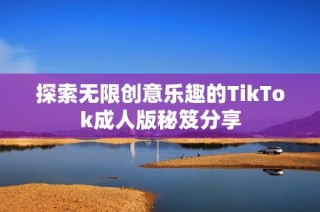 探索无限创意乐趣的TikTok成人版秘笈分享