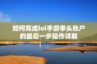 如何完成lol手游拳头账户的最后一步操作详解