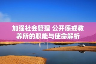 加强社会管理 公开惩戒教养所的职能与使命解析