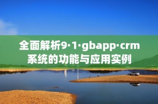 全面解析9·1·gbapp·crm系统的功能与应用实例