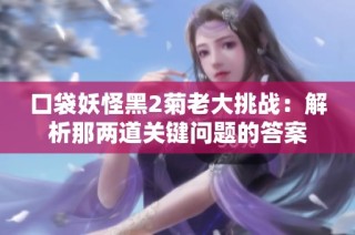 口袋妖怪黑2菊老大挑战：解析那两道关键问题的答案