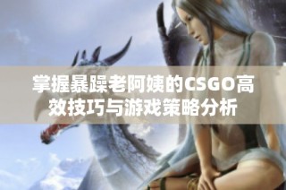 掌握暴躁老阿姨的CSGO高效技巧与游戏策略分析