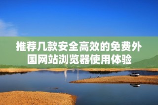 推荐几款安全高效的免费外国网站浏览器使用体验