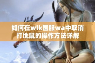 如何在wlk国服wa中取消打地鼠的操作方法详解