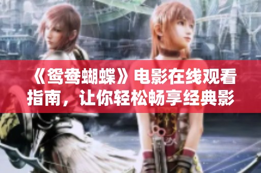 《鸳鸯蝴蝶》电影在线观看指南，让你轻松畅享经典影片