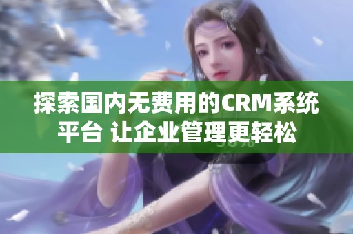 探索国内无费用的CRM系统平台 让企业管理更轻松