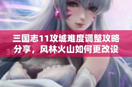 三国志11攻城难度调整攻略分享，风林火山如何更改设置