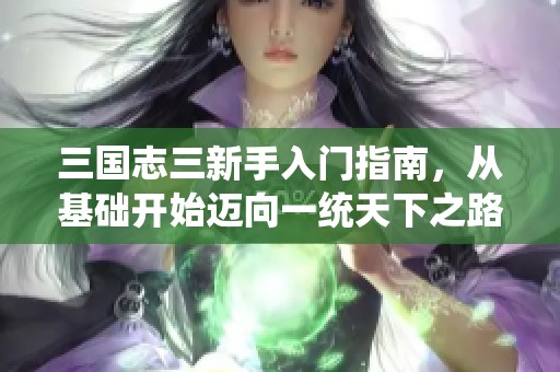 三国志三新手入门指南，从基础开始迈向一统天下之路