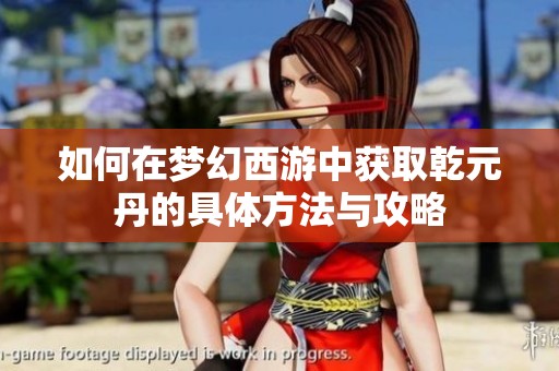如何在梦幻西游中获取乾元丹的具体方法与攻略