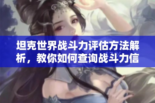 坦克世界战斗力评估方法解析，教你如何查询战斗力信息