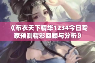 《布衣天下精华1234今日专家预测精彩回顾与分析》