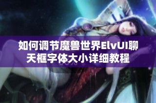 如何调节魔兽世界ElvUI聊天框字体大小详细教程