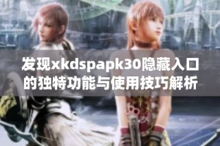 发现xkdspapk30隐藏入口的独特功能与使用技巧解析