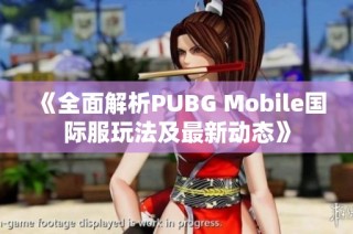 《全面解析PUBG Mobile国际服玩法及最新动态》
