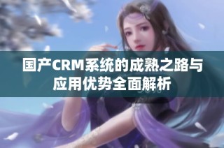 国产CRM系统的成熟之路与应用优势全面解析