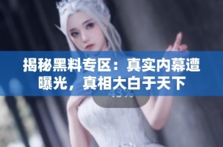 揭秘黑料专区：真实内幕遭曝光，真相大白于天下
