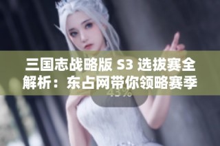 三国志战略版 S3 选拔赛全解析：东占网带你领略赛季精彩