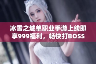 冰雪之城单职业手游上线即享999福利，畅快打BOSS体验无极限
