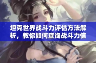 坦克世界战斗力评估方法解析，教你如何查询战斗力信息