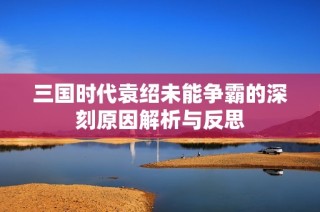 三国时代袁绍未能争霸的深刻原因解析与反思