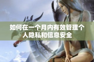 如何在一个月内有效管理个人隐私和信息安全