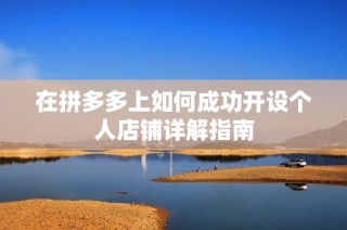 在拼多多上如何成功开设个人店铺详解指南