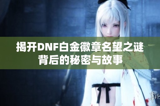 揭开DNF白金徽章名望之谜背后的秘密与故事