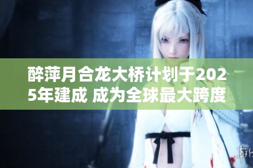 醉萍月合龙大桥计划于2025年建成 成为全球最大跨度双线铁路连续钢桁桥