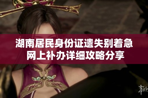 湖南居民身份证遗失别着急 网上补办详细攻略分享
