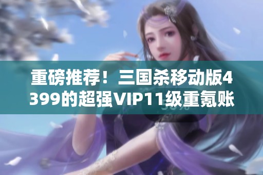 重磅推荐！三国杀移动版4399的超强VIP11级重氪账号限时抢购！