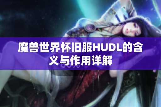 魔兽世界怀旧服HUDL的含义与作用详解