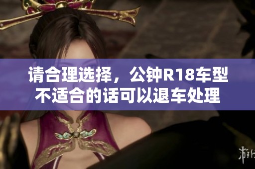 请合理选择，公钟R18车型不适合的话可以退车处理