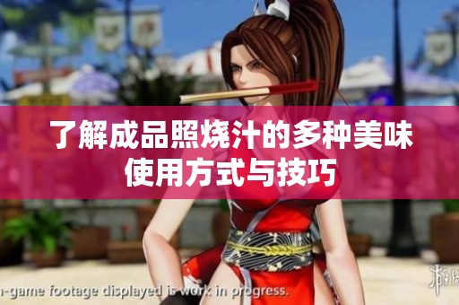 了解成品照烧汁的多种美味使用方式与技巧
