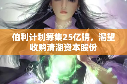 伯利计划筹集25亿镑，渴望收购清湖资本股份
