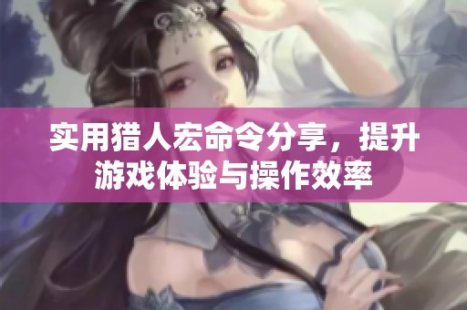 实用猎人宏命令分享，提升游戏体验与操作效率