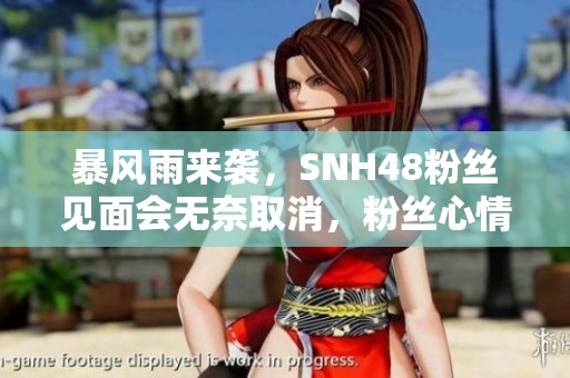 暴风雨来袭，SNH48粉丝见面会无奈取消，粉丝心情堪忧