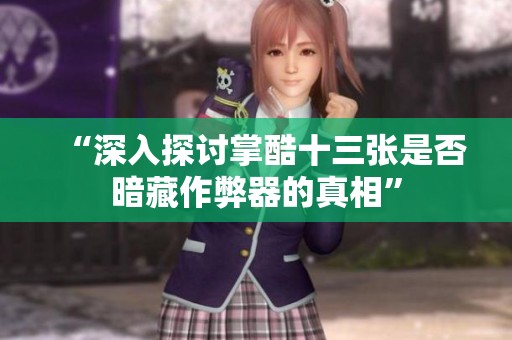 “深入探讨掌酷十三张是否暗藏作弊器的真相”