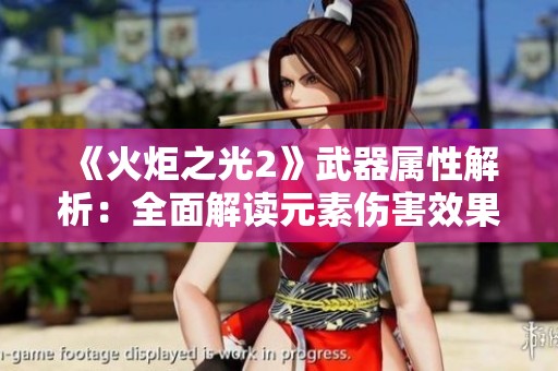 《火炬之光2》武器属性解析：全面解读元素伤害效果与应用