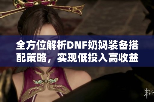 全方位解析DNF奶妈装备搭配策略，实现低投入高收益！