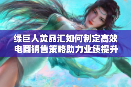 绿巨人黄品汇如何制定高效电商销售策略助力业绩提升