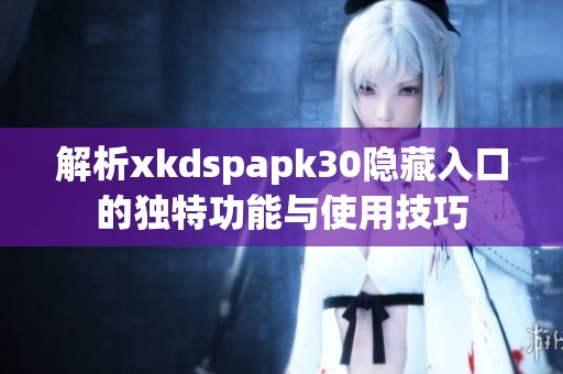 解析xkdspapk30隐藏入口的独特功能与使用技巧