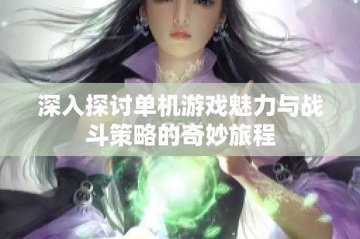 深入探讨单机游戏魅力与战斗策略的奇妙旅程