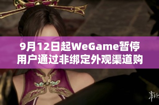 9月12日起WeGame暂停用户通过非绑定外观渠道购买服务