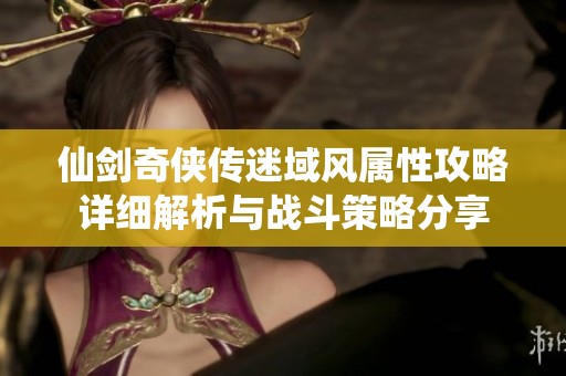 仙剑奇侠传迷域风属性攻略详细解析与战斗策略分享