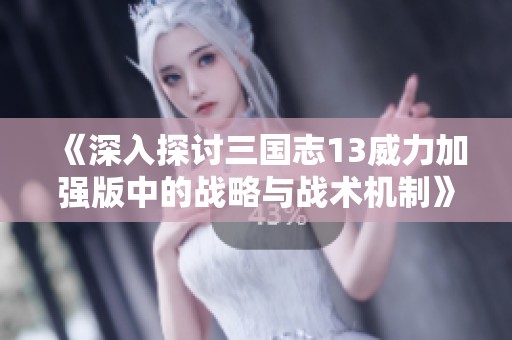 《深入探讨三国志13威力加强版中的战略与战术机制》