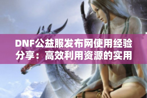 DNF公益服发布网使用经验分享：高效利用资源的实用策略