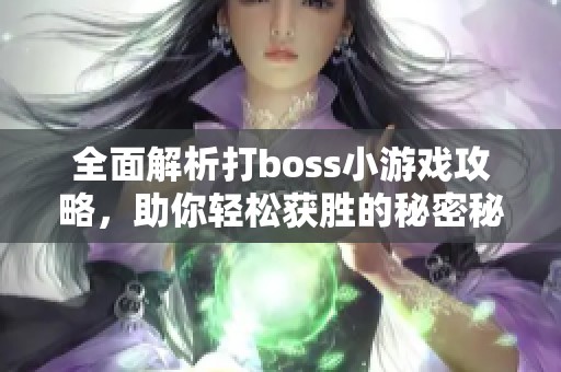全面解析打boss小游戏攻略，助你轻松获胜的秘密秘籍